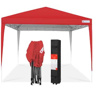 10 ft. x 10 ft. Red Portable Adjustable Instant Pop Up Canopy with Carrying Bag