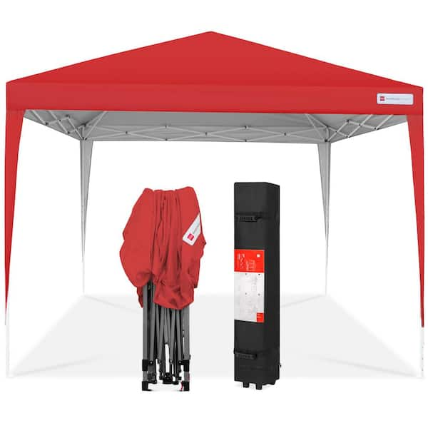 10 ft. x 10 ft. Red Portable Adjustable Instant Pop Up Canopy with Carrying Bag