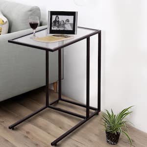 22 in. W Brown Coffee 25.5 Height Rectangle Glass End Table 2-Pieces