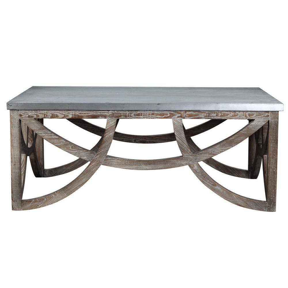 Aimee Rustic Industrial Pine Wood Coffee Table