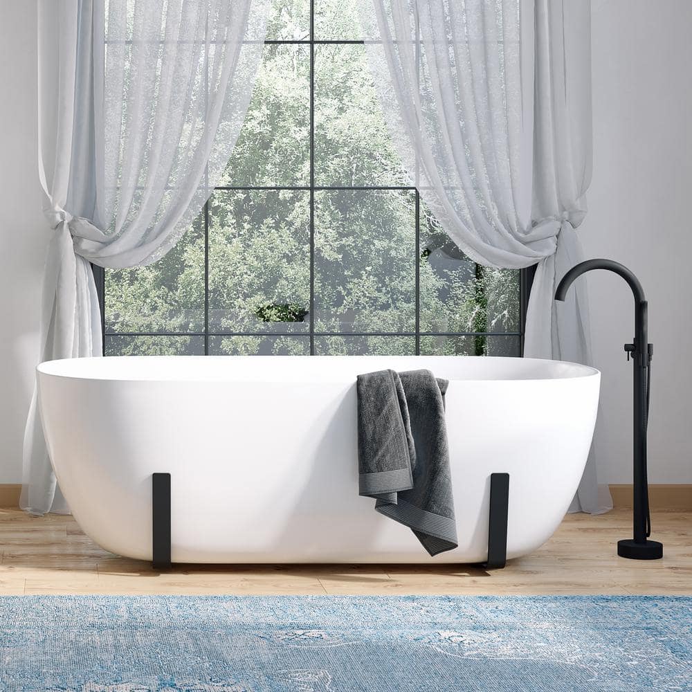 Athena Matte Black Freestanding Tub Faucet with Hand Shower