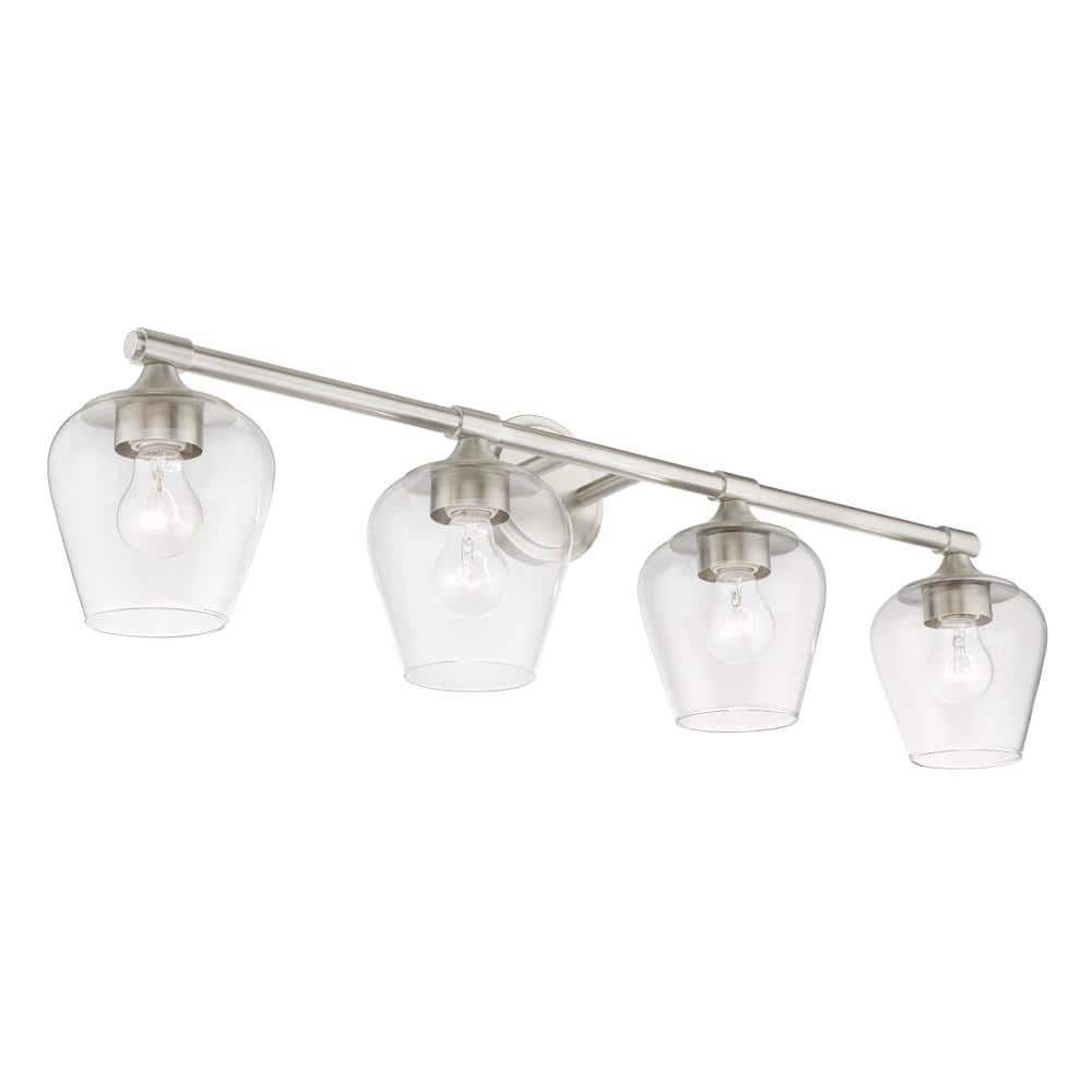 Willow Brushed Nickel 4-Light Vanity with Clear Glass Shades