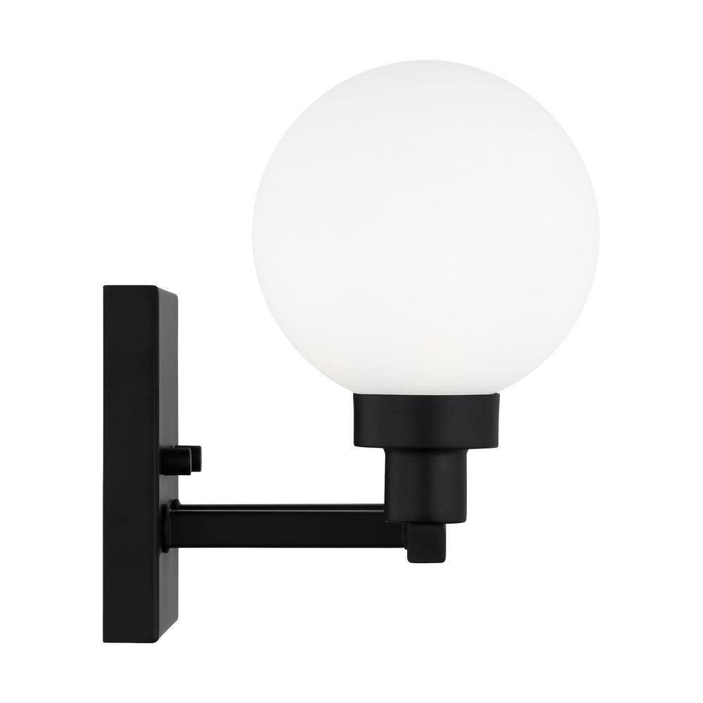 Clybourn Midnight Black 2-Light Vanity with Milk Glass Shade