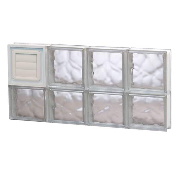 Clearly Secure 31 in. x 13.5 in. x 3.125 in. Frameless Wave Pattern Glass Block Window with Dryer Vent