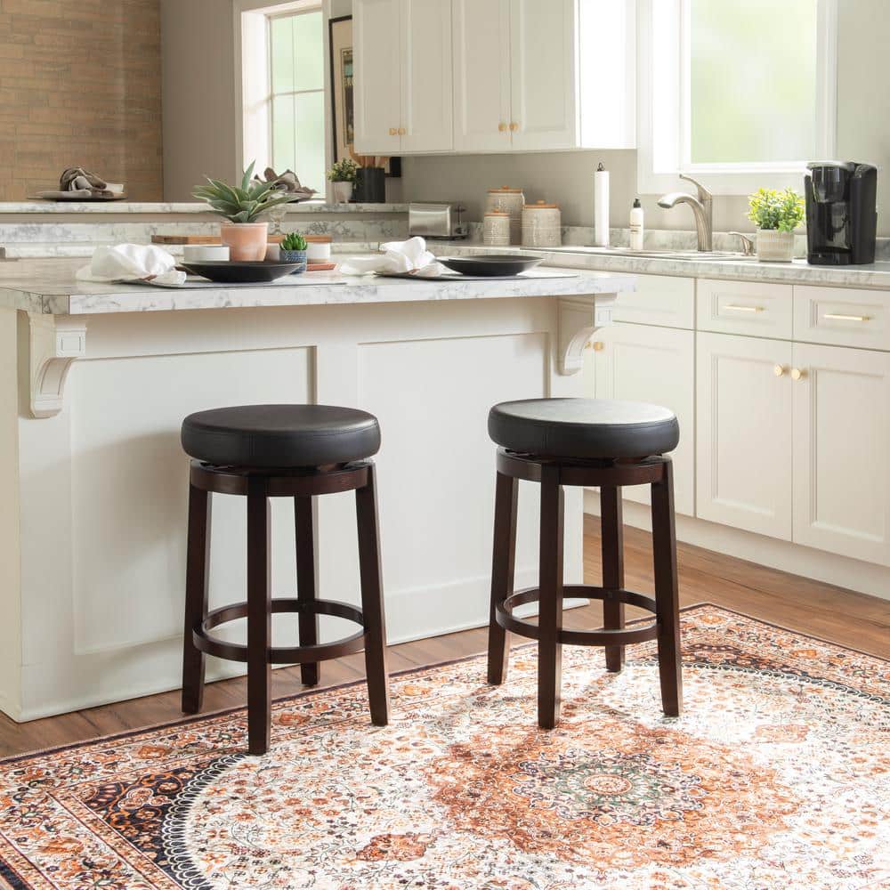 Maya 24" Black Faux Leather Swivel Counter Stool