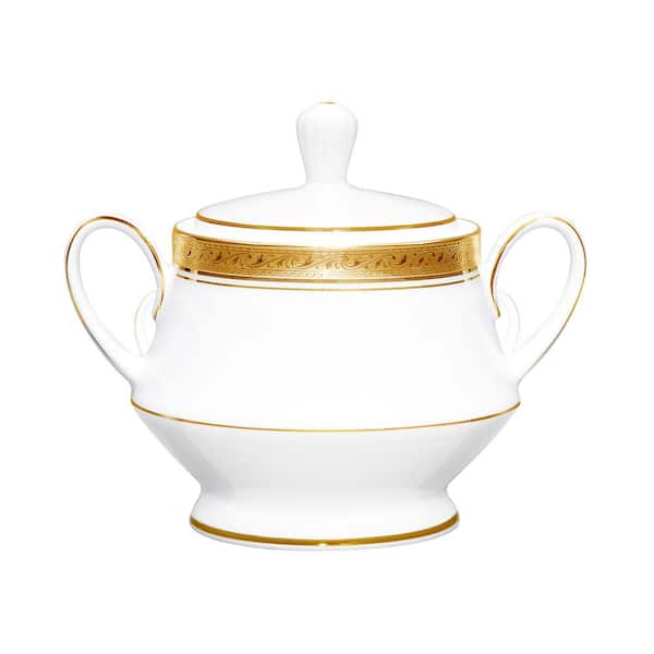 Noritake Crestwood Gold 10 fl.oz White Porcelain Sugar Bowl