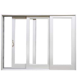 108 in. x 80 in. White Left Hand Fiberglass Full Lite LoE Glass Stacking Sliding Patio Door