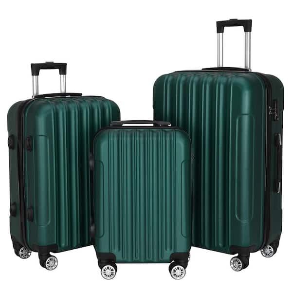 Karl home 3-Piece Dark Green Large Traveling Spinner Luggage Set ...