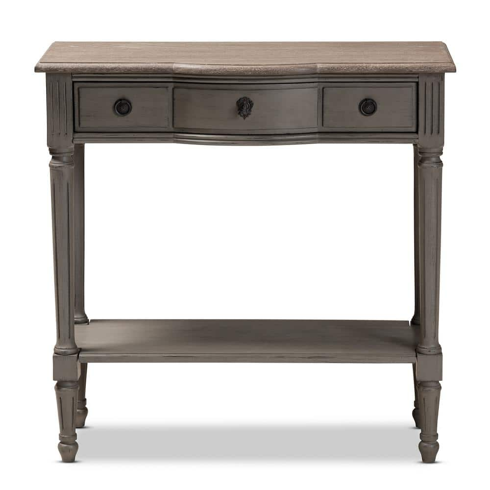 Baxton Studio Noelle 32 in. Gray Standard Rectangle Wood Console