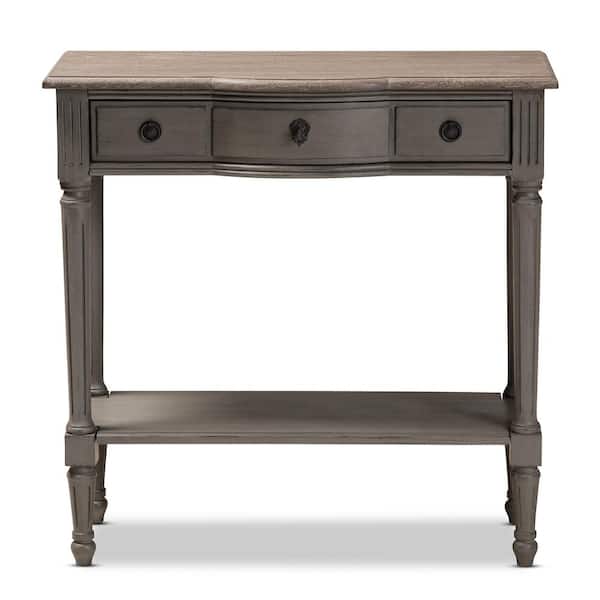 Baxton Studio Noelle 32 in. Gray Standard Rectangle Wood Console Table with Drawers