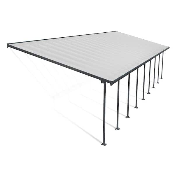 Feria 13 ft. x 42 ft. Gray/Clear Aluminum Patio Cover