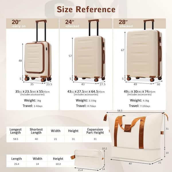 LIVACA 5-Piece Brown ABS Plastic Hardside Expandable Luggage Set