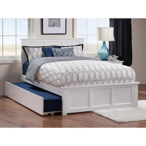 Madison Full Platform Bed with Matching Foot Board with Full Size Urban Trundle Bed in White