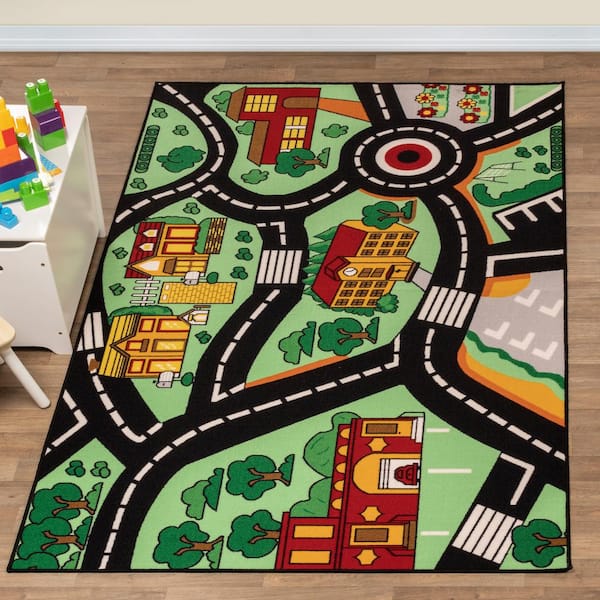 City-Cruising Multicolor 5 ft. x 8 ft. Non-Slip Kids Area Rug