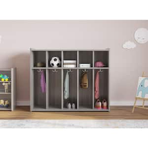 10-Compartment Toddler Floor Locker with Cubbies (Shadow Elm Gray) Classroom Furniture Unassembled 46 in. W x 37.5 in. H
