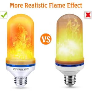 25-Watt Equivalent B17 E26 LED Flame Light Bulbs with 4-Modes Fire Light Bulbs Indoor/Outdoor in Yellow (1-Pack)