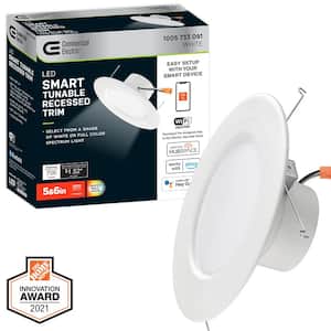 5 in./6 in. Smart Color Selectable CCT Integrated LED Recessed Light Trim Powered by Hubspace
