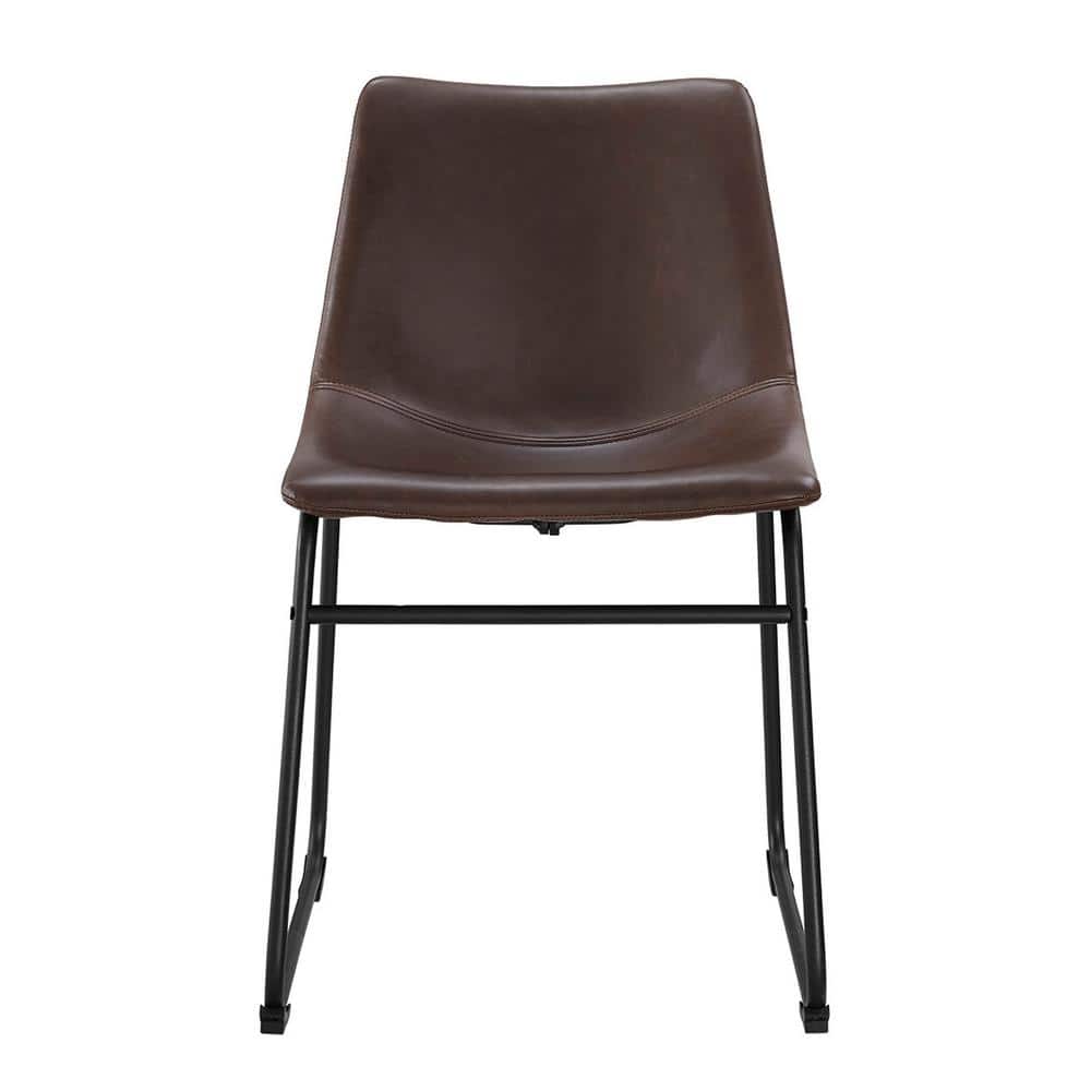 Industrial Brown Faux Leather and Metal Dining Chair Set