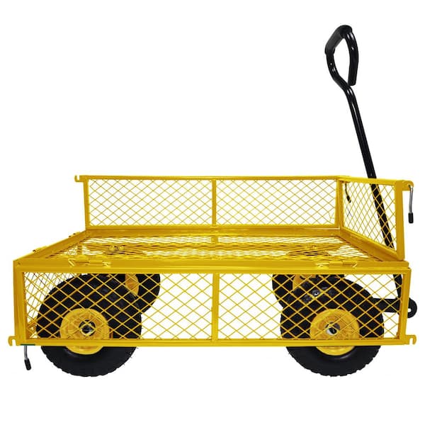 Tunearary 3 cu. ft. Yellow Outdoor Garden Heavy Duty Metal Utility