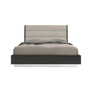 Gray Composite Frame King Panel Bed with Upholstered