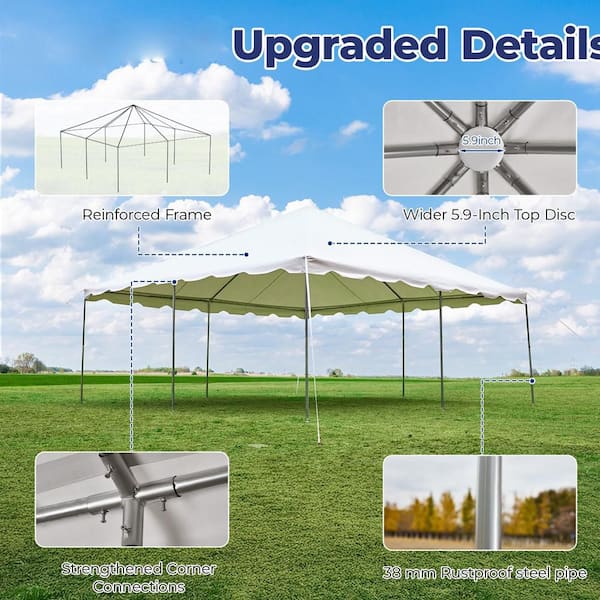 DSNAPE Commercial 20 ft. x 20 ft. White Heavy-Duty Party Canopy