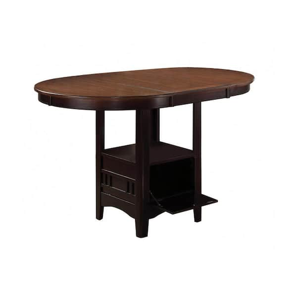 Benjara Espresso Brown Wooden Dining Table with Storage Compartment