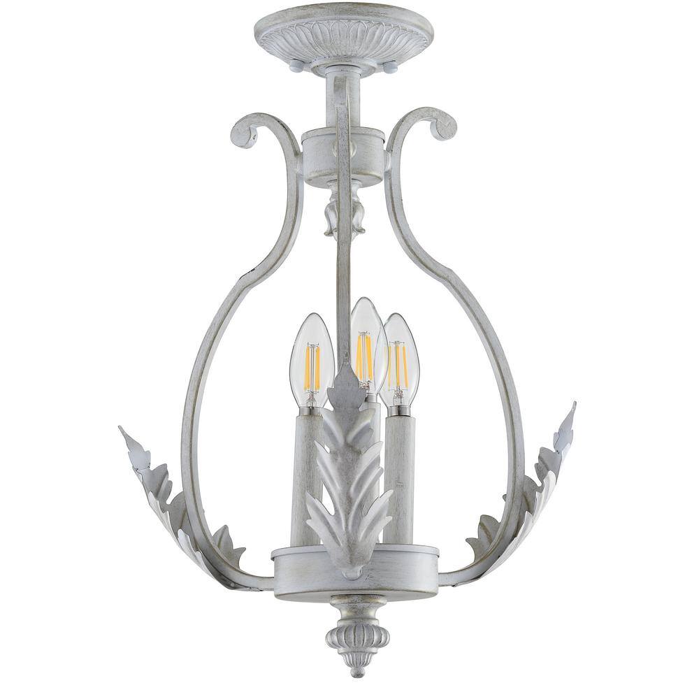Antique White Metal LED Semi-Flush Mount Light