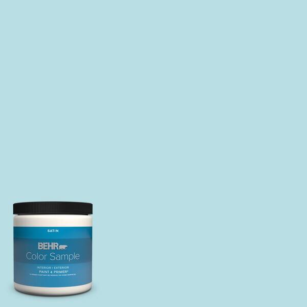 BEHR PREMIUM PLUS 8 oz. #M470-2 Basin Blue Satin Enamel Interior/Exterior Paint & Primer Color Sample