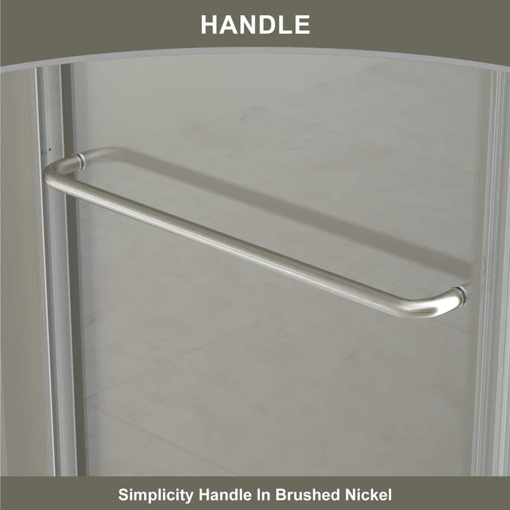 54" Brushed Nickel Framed Sliding Shower Door with Clear Glass