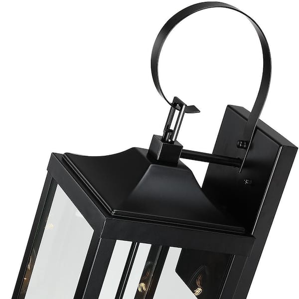 TRUE FINE Trevot 3-Light 22.5 in. Large Black Outdoor Wall Lantern