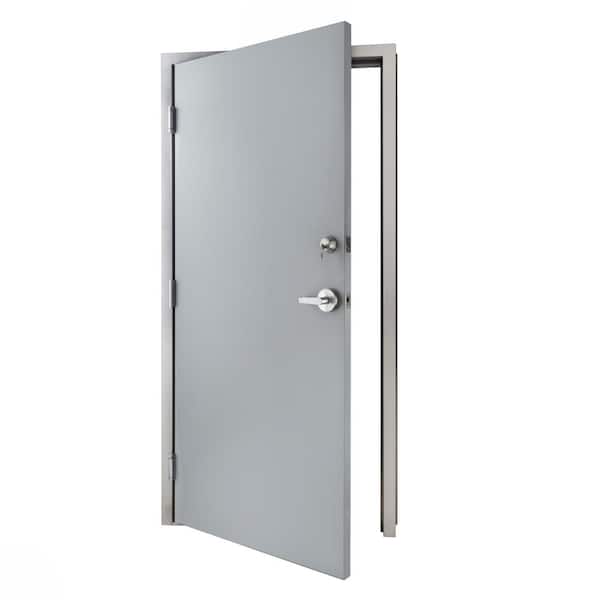 FBC Compliant Fire-Rated Steel Mill Primed Prehung Commercial Door with Hardware, Multiple Sizes Available