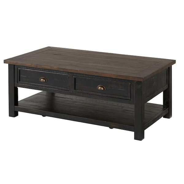 Martin Svensson Home Monterey 50 in. Black/Brown Rectangle Wood Top Coffee Table