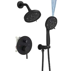 Single Handle 5-Spray Round Shower Faucet 2.5 GPM with Detachable Handheld Shower in. Matte Black (Valve Included)