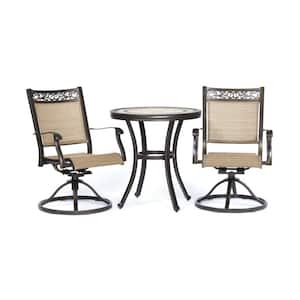 3-Piece Cast Aluminum Outdoor Bistro Set Patio Dining Furniture Round Table Swivel Rocker Chairs
