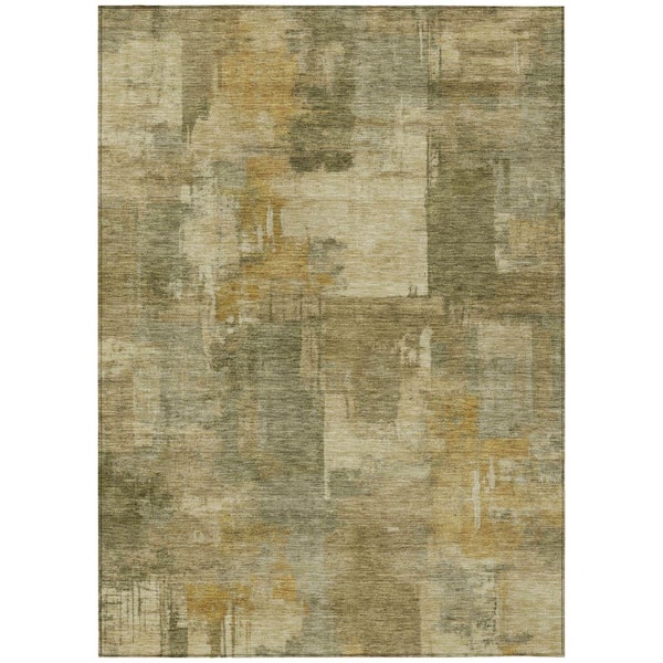 Chantille Machine Washable Indoor/Outdoor Abstract ACN2069 Khaki 10 ft. x 14 ft. Area Rug
