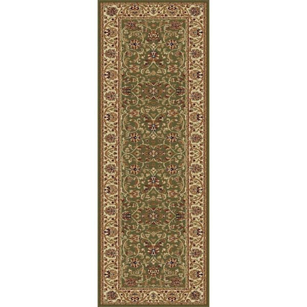 Tayse Rugs Sensation Border Green 2 ft. x 8 ft. Indoor Runner Rug