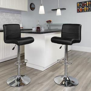 34.50 in. Adjustable Height Black Cushioned Bar Stool
