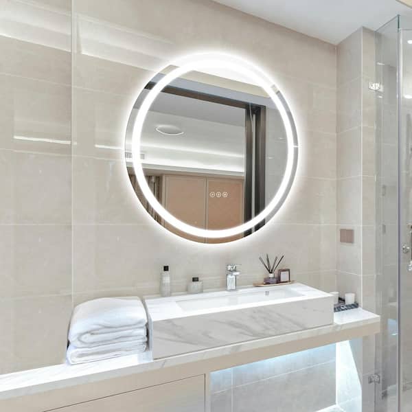 36 in. W x 36 in. H Round Frameless Anti-Fog Dimmable 3CCT LED Light Modern Wall Bathroom Vanity Mirror