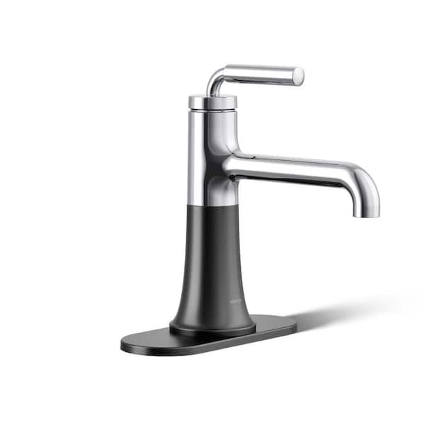 KOHLER Tone Single-Handle Bathroom Sink Faucet 0.5 GPM in Polished Chrome with Matte Black