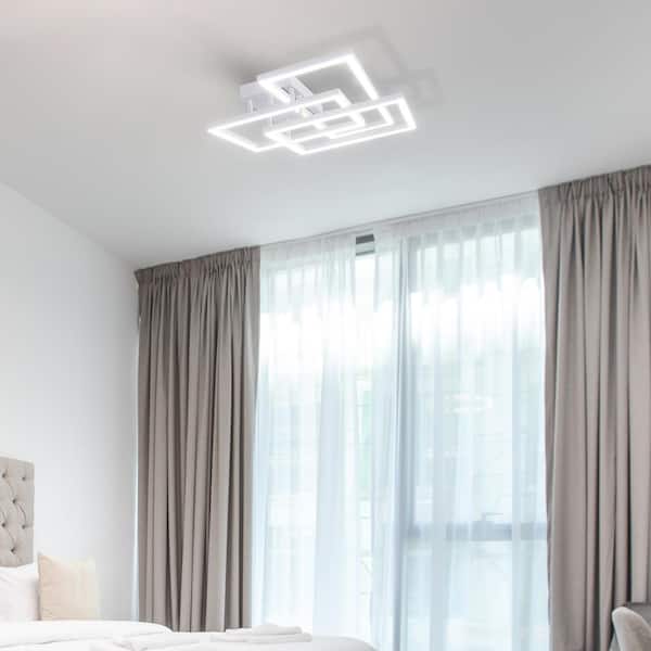 Radium 71.6-Watt 28 in. White ETL Certified Integrated LED Semi Flush Mount with 3 LED Rectangle Lights