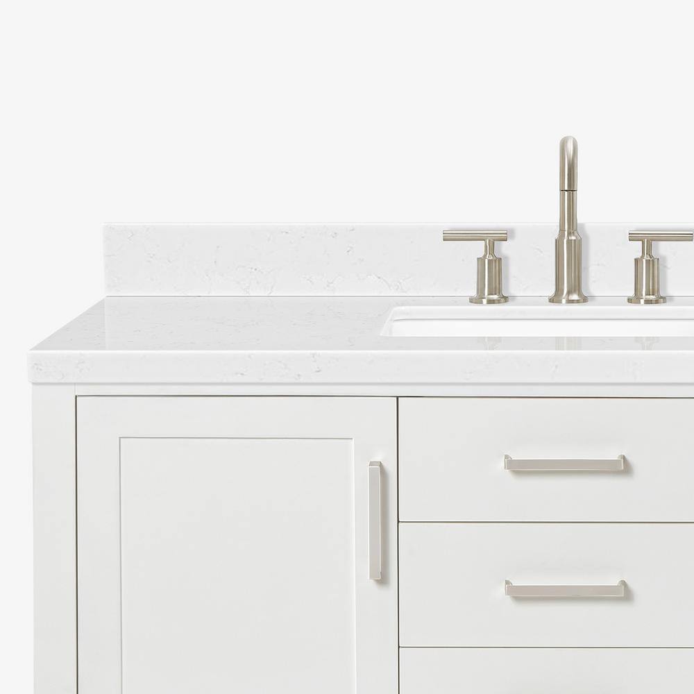 Magnolia 48" White Hardwood Freestanding Bathroom Vanity with Quartz Top