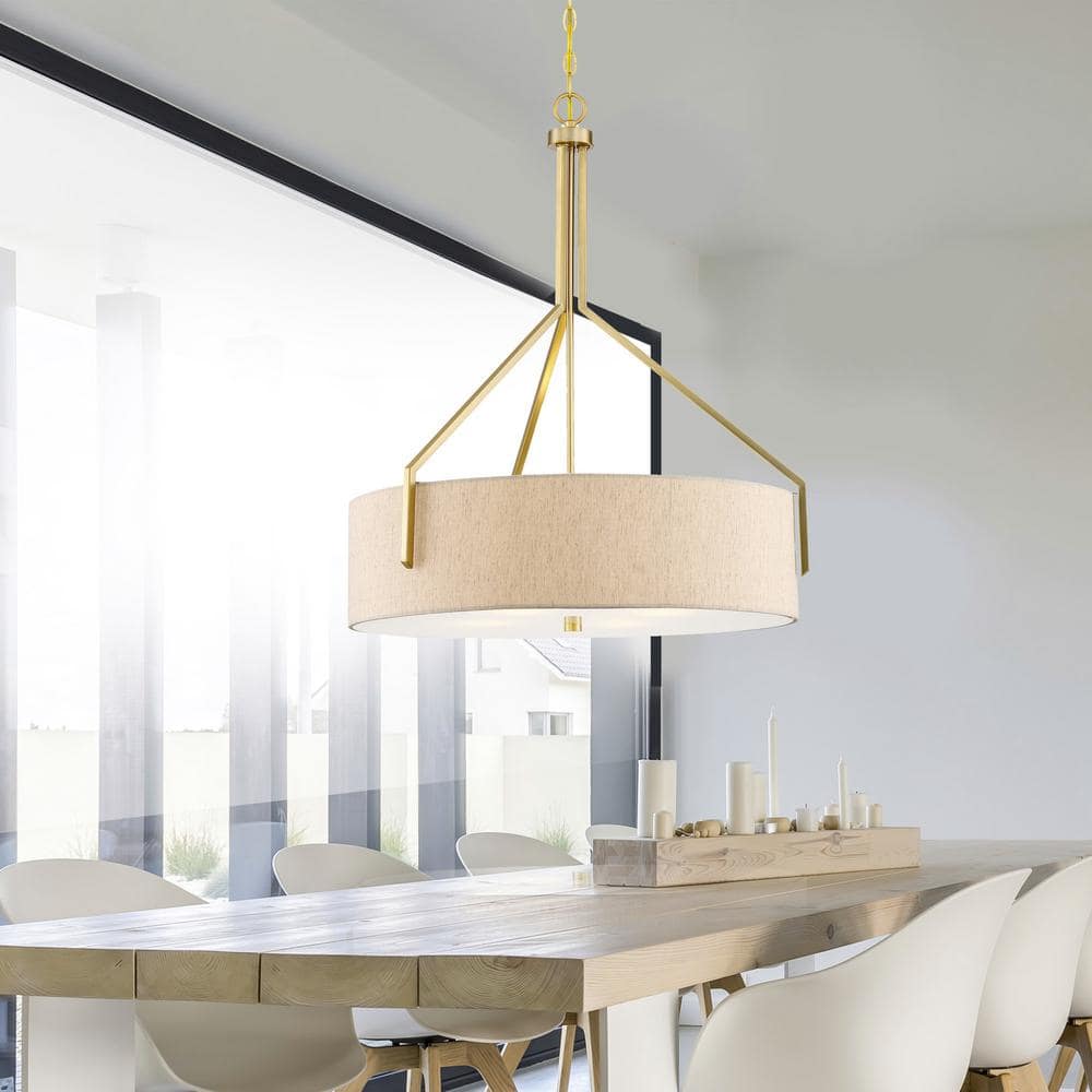 Elara 31'' Brushed Gold and Polished Nickel Drum Pendant Light
