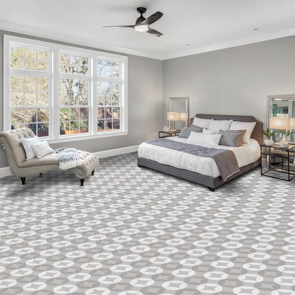 Retro 12 in. W x 12 in. L Mod Diamond Grey/White Peel and Stick Vinyl Tile Flooring (20 sq. ft./case)