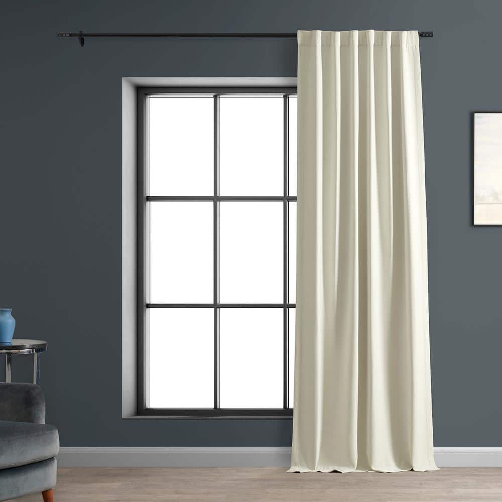 Puddle Length White Linen Blackout Drape Panel
