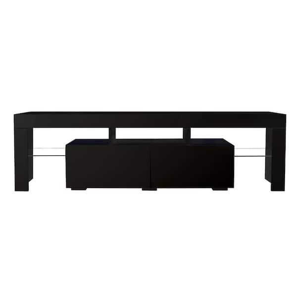 Z-joyee 63 in. Black TV Stand Fits TV's up to 70 in. with Remote Control Lights