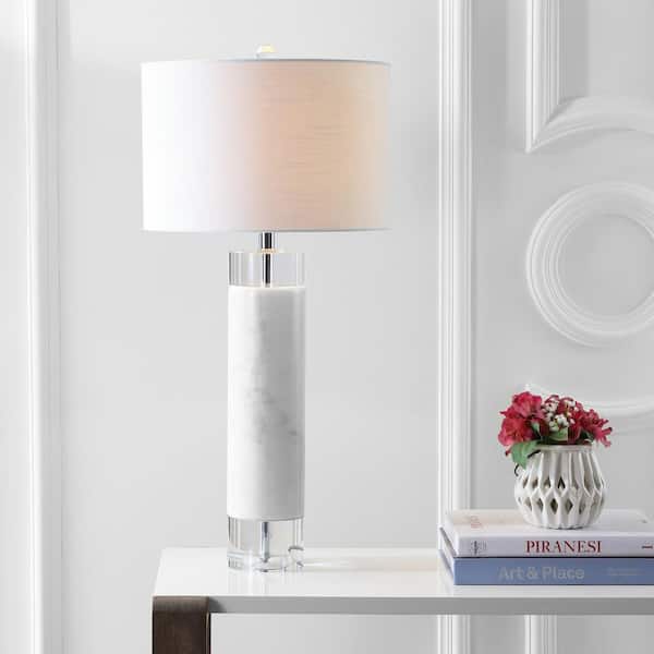 Photo 1 of **INTERIOR OF GLASS SEEMS DAMAGED***Hunter 32 in. White Marble/Crystal Table Lamp