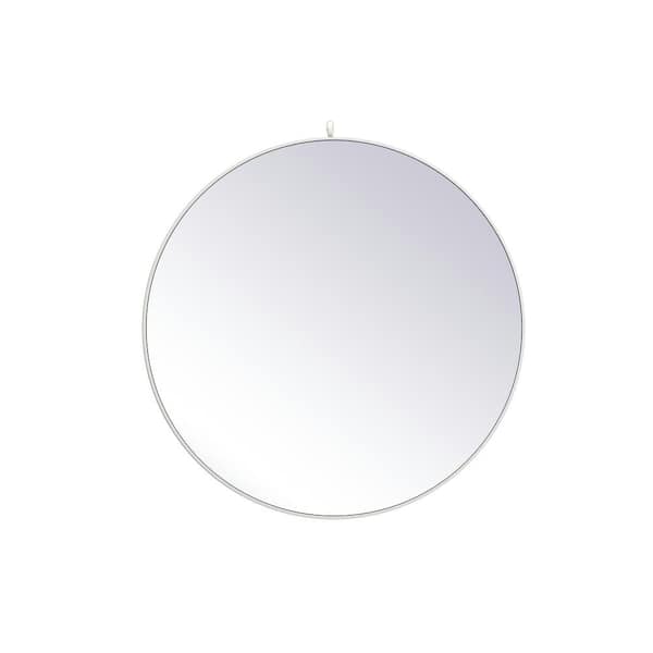 Unbranded Timeless Home 45 in. W x 45 in. H Midcentury Modern Metal Framed Round White Mirror