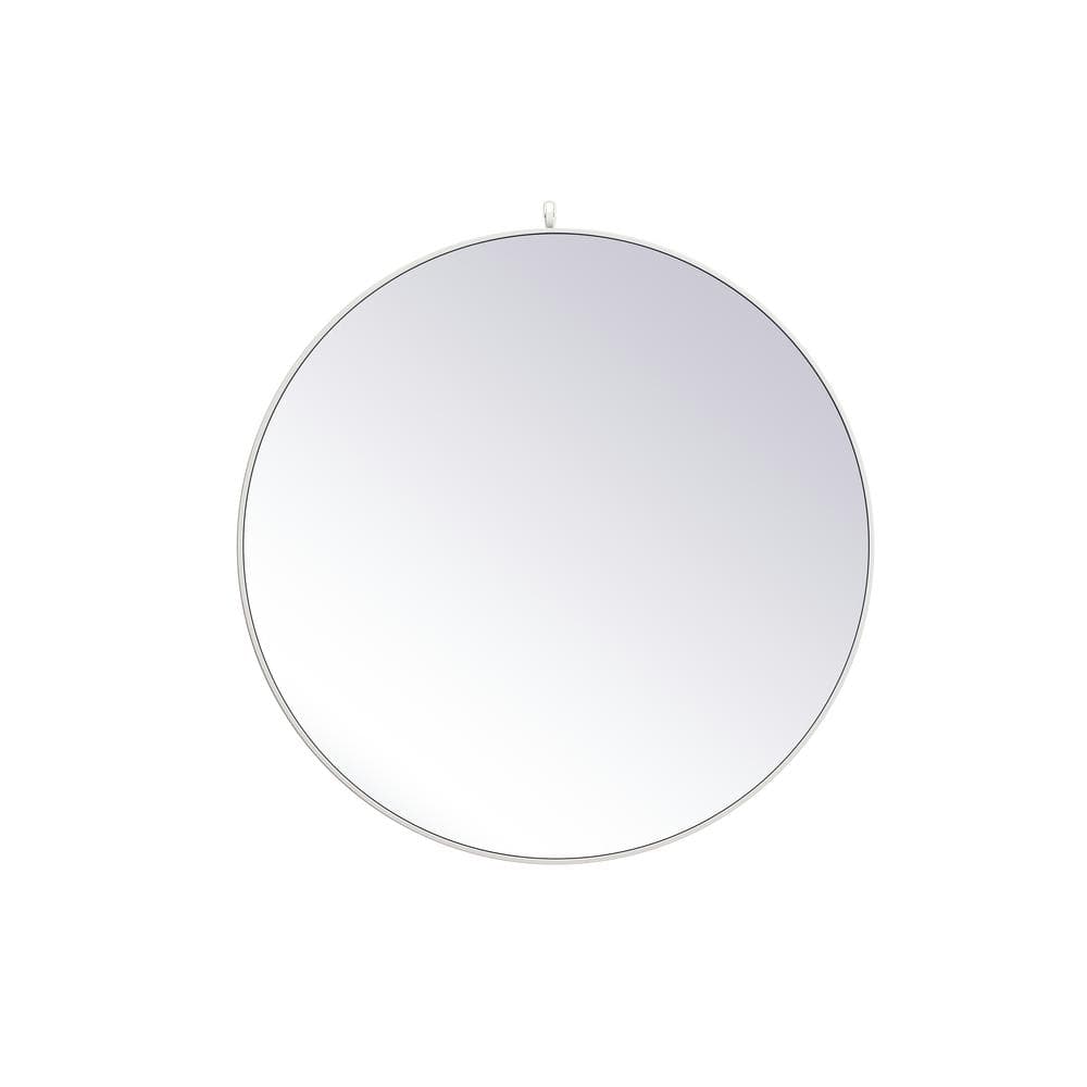 Large Round White Modern Mirror (45 in. H x 45 in. W)