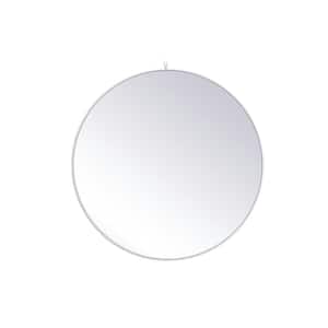 Large Round White Modern Mirror (45 in. H x 45 in. W)
