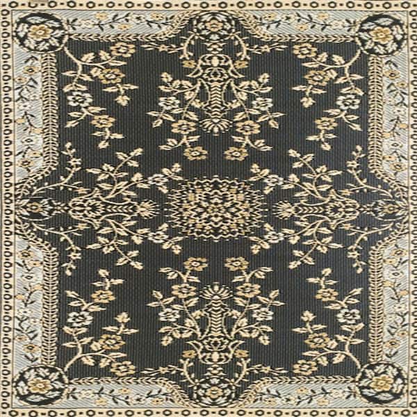 Oriental Garland Reversible Recycled Outdoor Rug, Black and Tan, 5' x 8'